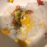 離乳食後期〜　シャケと卵と青のりで3色ごはん